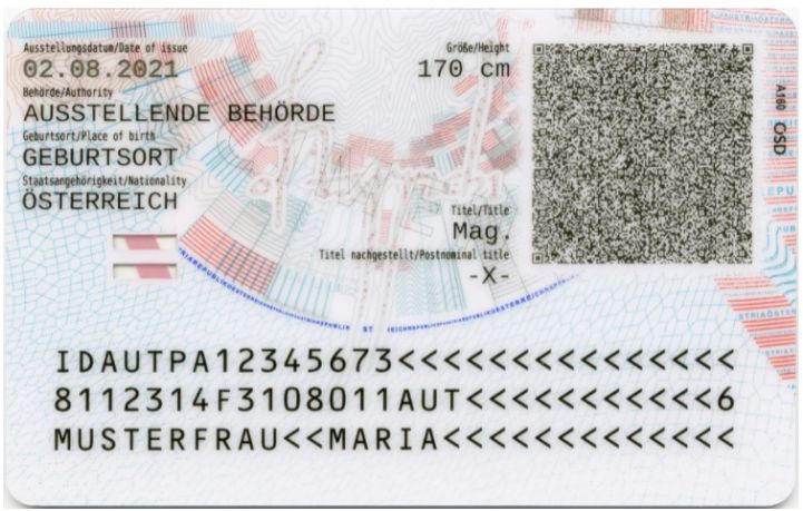 Austria ID card back Austrian ID card back