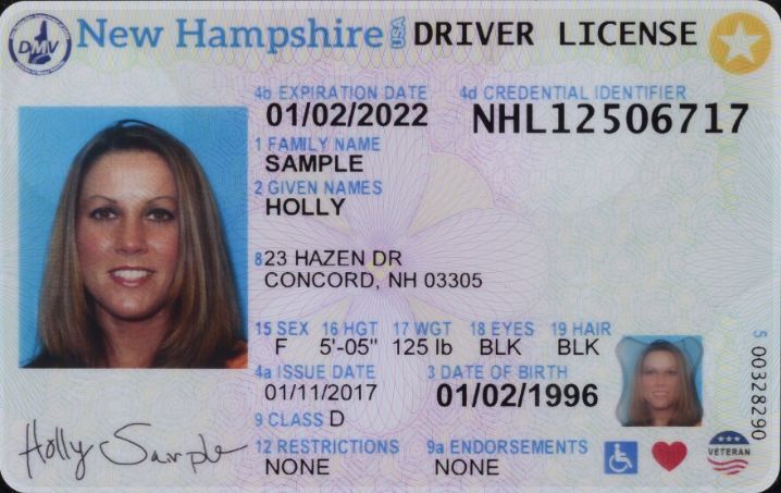 New Hampshire Driver's License ID Card New Hampshire Driver's License ID Card